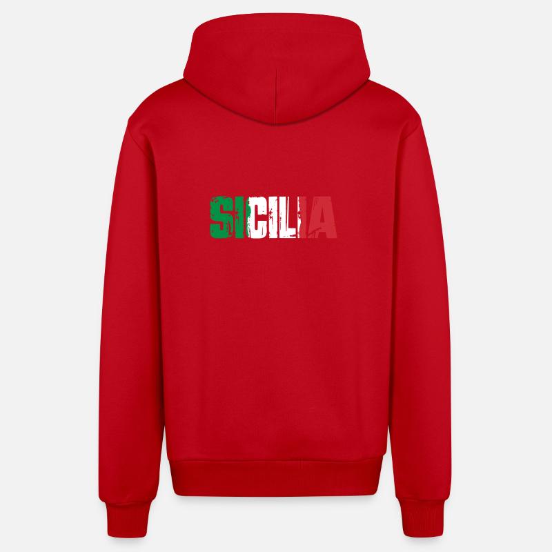 Sicile, Italie, île de Sicile - Veste à capuche bio décontractée fabriquée en UE - rouge