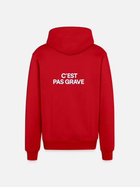 C’est pas grave - Veste à capuche bio décontractée fabriquée en UE - rouge