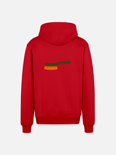 Mushroom Brush Tool Collector - Organic Relaxed Hooded Jacket Made in EU - red