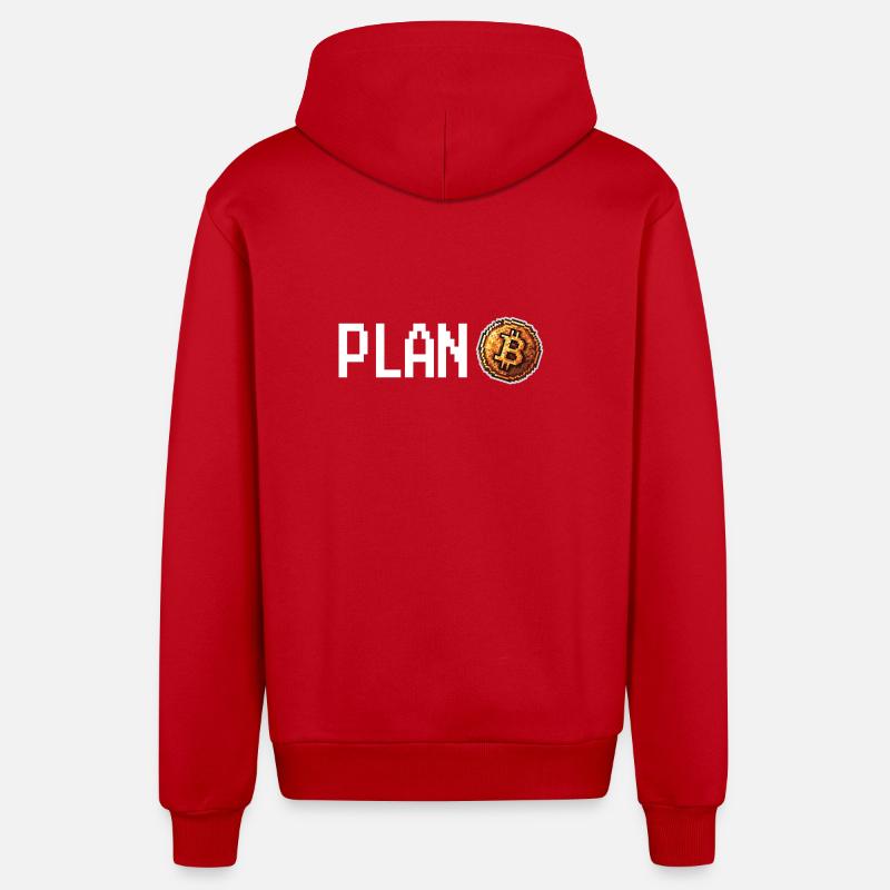 Plan Bitcoin Retro Pixel - Organic Relaxed Hooded Jacket Made in EU - red