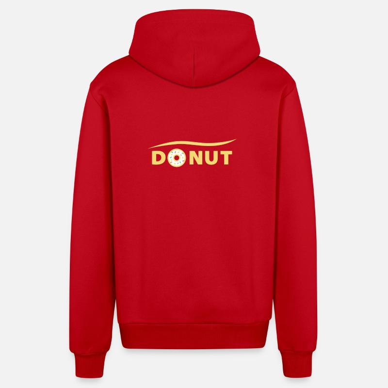 | de lettrage DONUT allégation de beignet - Veste à capuche bio décontractée fabriquée en UE - rouge