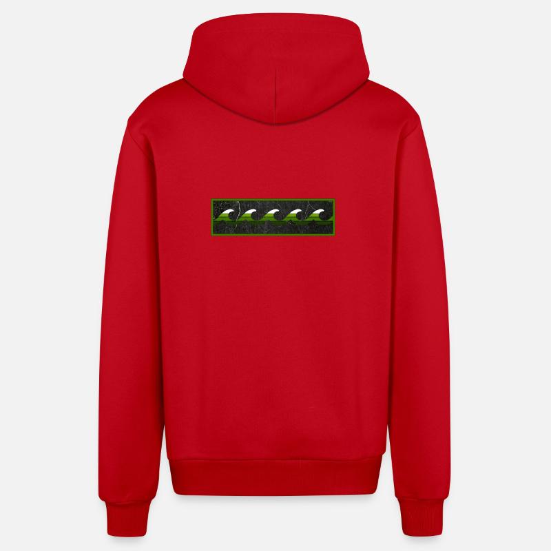 Logo Surfer Vert Blanc Noir - Veste à capuche bio décontractée fabriquée en UE - rouge
