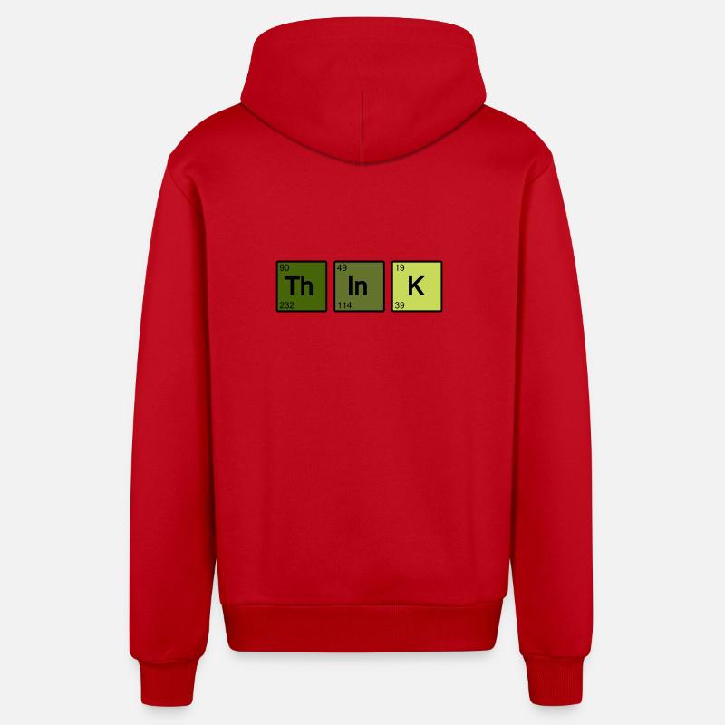 Think (vert) - Veste à capuche bio décontractée fabriquée en UE - rouge