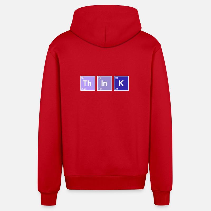 Think (blue) - Organic Relaxed Hooded Jacket Made in EU - red