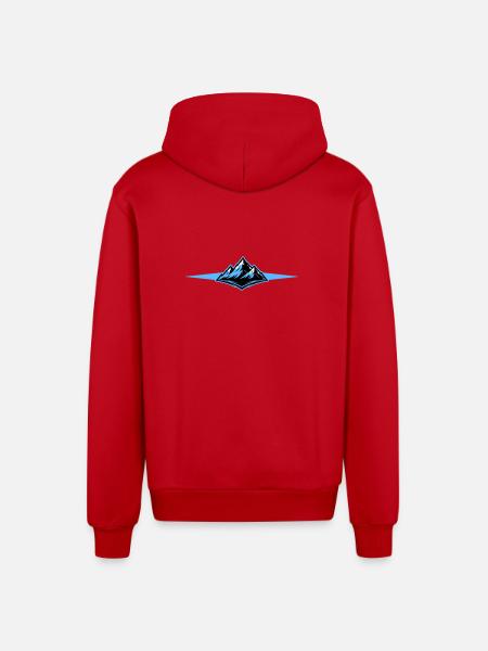Mountains icon line - Organic Relaxed Hooded Jacket Made in EU - red
