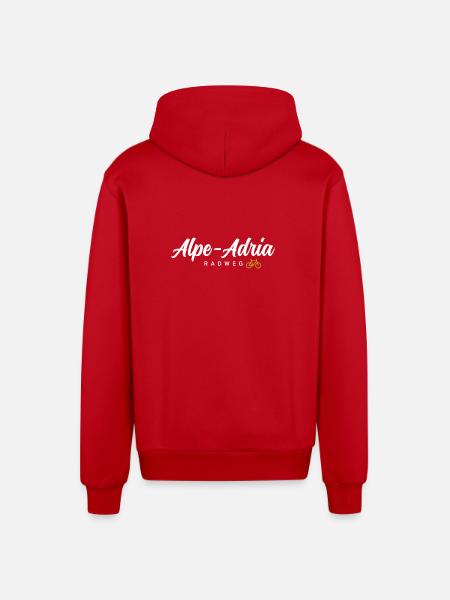 Alpe Adria Cycle Path - Organic Relaxed Hooded Jacket Made in EU - red