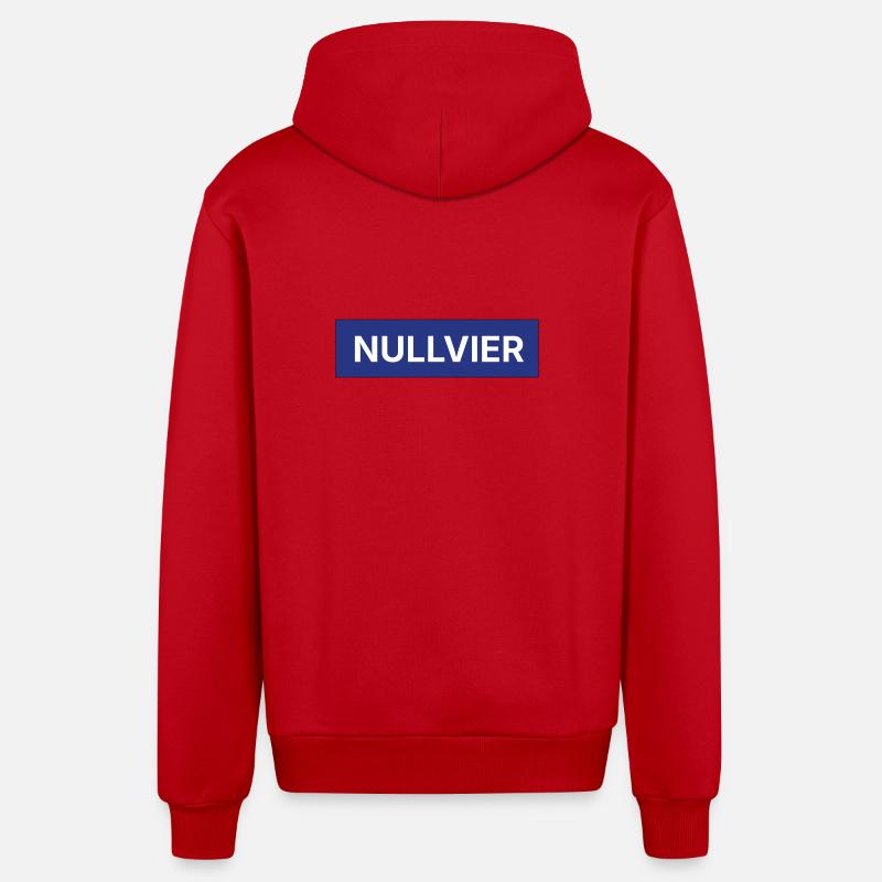 Logo de la boîte Nullvier - Veste à capuche bio décontractée fabriquée en UE - rouge