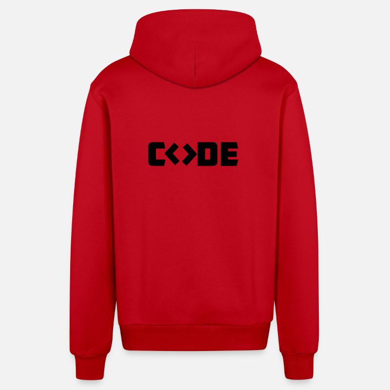 Programmer Code - Organic Relaxed Hooded Jacket Made in EU - red
