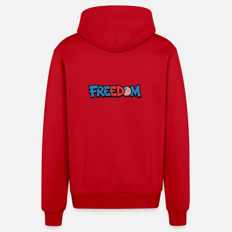 Freedom Typografie Statement Design - Organic Relaxed Kapuzenjacke Made in EU - Rot