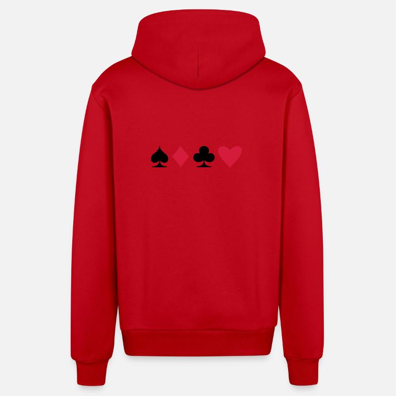 Poker Suit - Veste à capuche bio décontractée fabriquée en UE - rouge