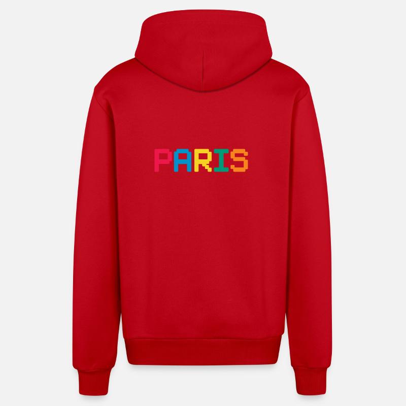 PARIS Pixel - Veste à capuche bio décontractée fabriquée en UE - rouge