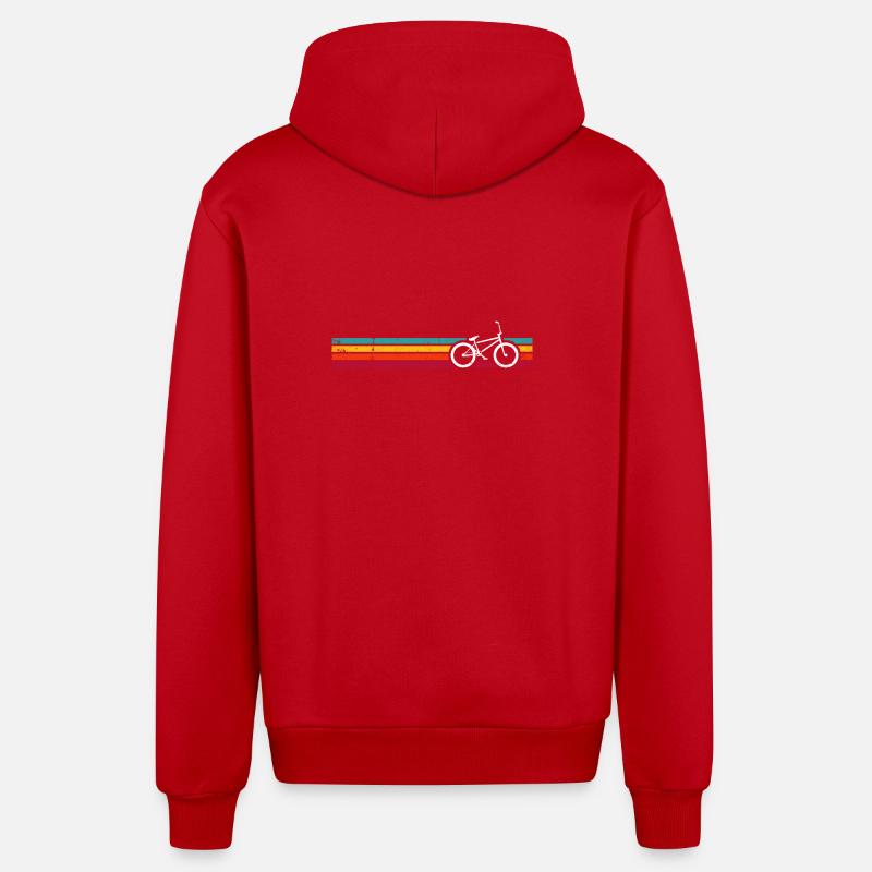 Rayures de vélo arc-en-ciel rétro - Veste à capuche bio décontractée fabriquée en UE - rouge