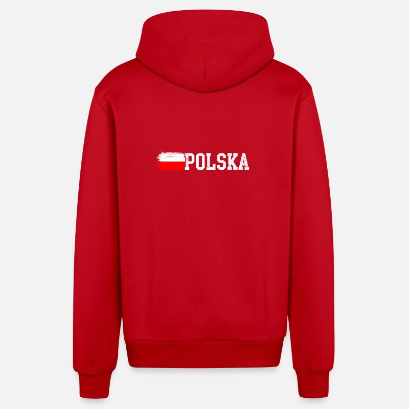 Drapeau de la Polska - Veste à capuche bio décontractée fabriquée en UE - rouge