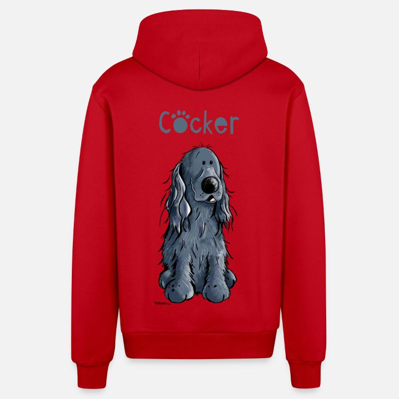 Drôle Cocker Spaniel - Veste à capuche bio décontractée fabriquée en UE - rouge