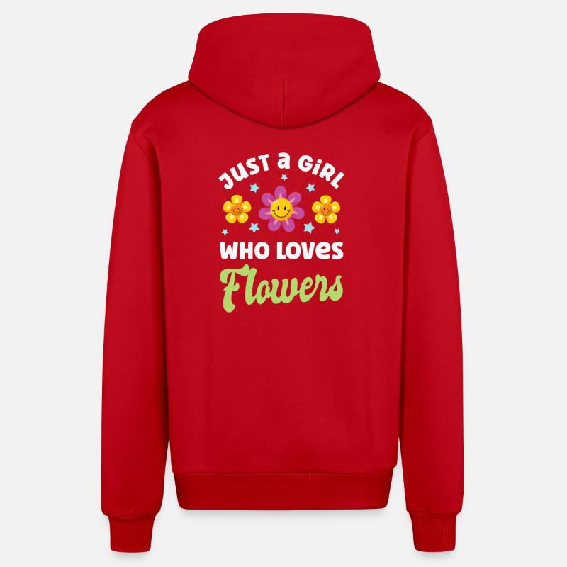 Fleurs Fleurs - Veste à capuche bio décontractée fabriquée en UE - rouge