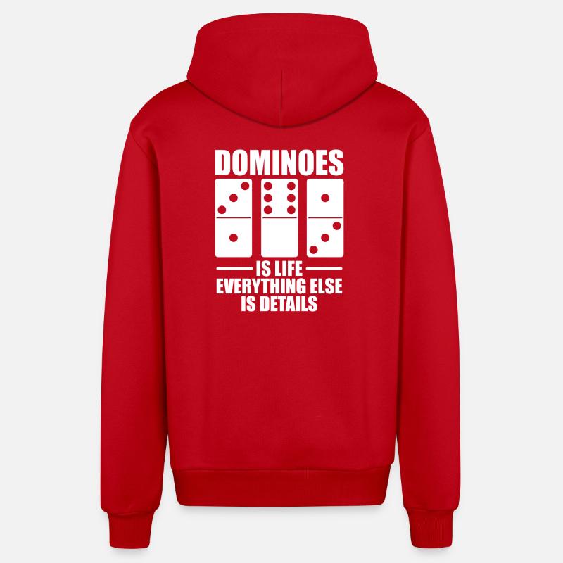 Conception de jeux Domino - Veste à capuche bio décontractée fabriquée en UE - rouge