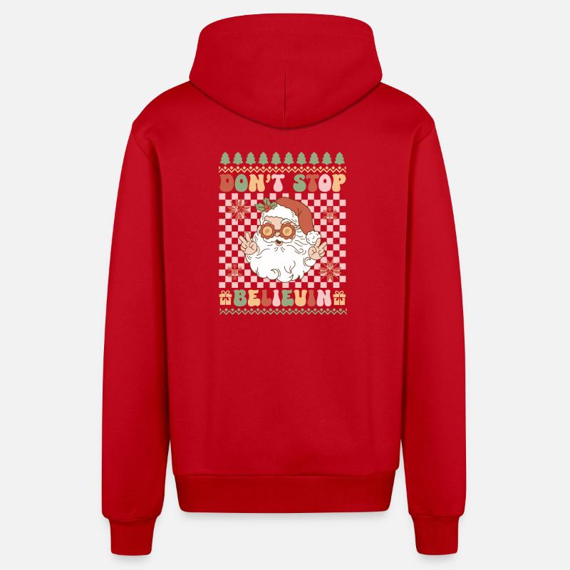 Pull de Noël moche - Veste à capuche bio décontractée fabriquée en UE - rouge