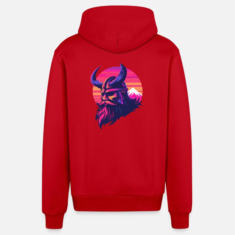 Viking synthwave 3 - Veste à capuche bio décontractée fabriquée en UE - rouge