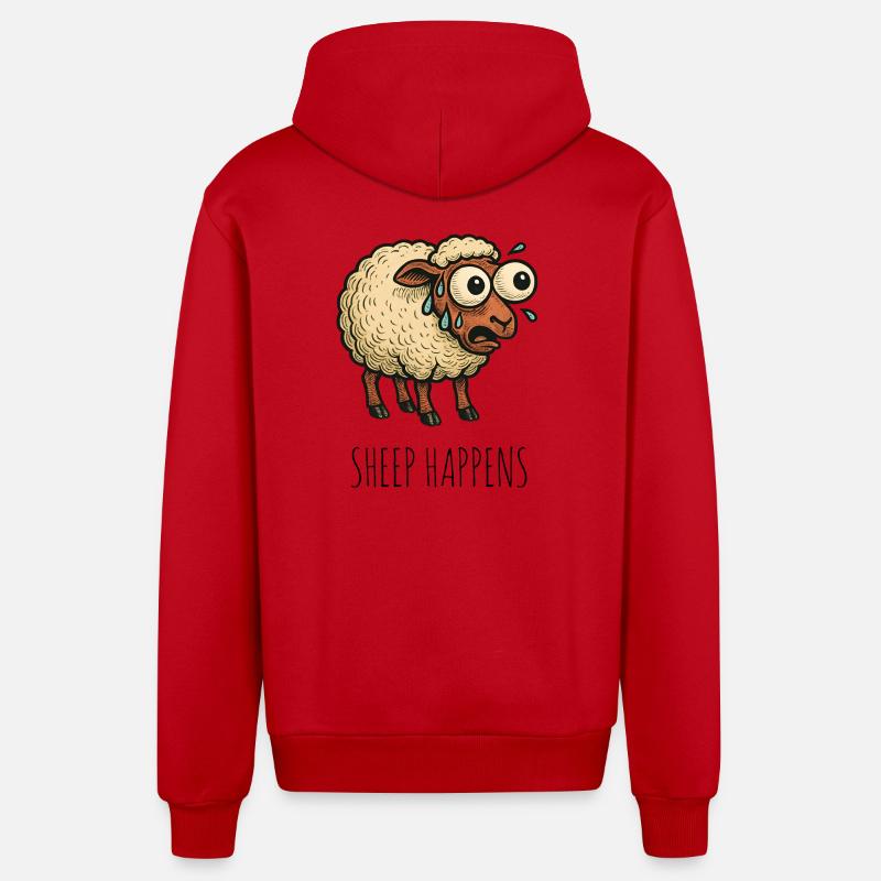 Les moutons arrivent, la merde arrive - Veste à capuche bio décontractée fabriquée en UE - rouge