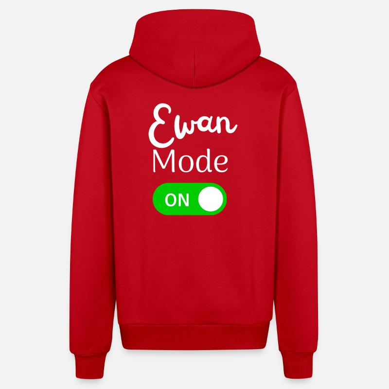 Ewan Mode ON Activation Fun - Veste à capuche bio décontractée fabriquée en UE - rouge