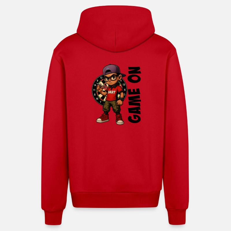 Fléchettes, fléchettes, joueur de fléchettes - Veste à capuche bio décontractée fabriquée en UE - rouge