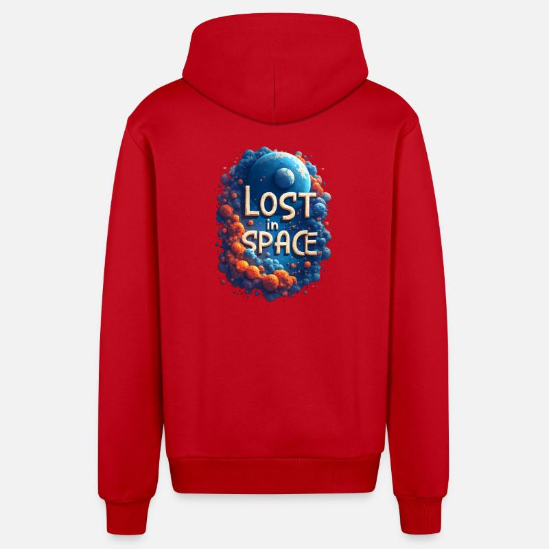 Perdu dans l’espace - Veste à capuche bio décontractée fabriquée en UE - rouge