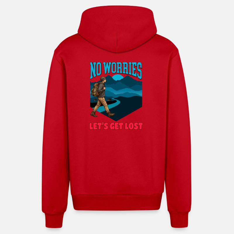 Pas de souci, on se perd - Veste à capuche bio décontractée fabriquée en UE - rouge