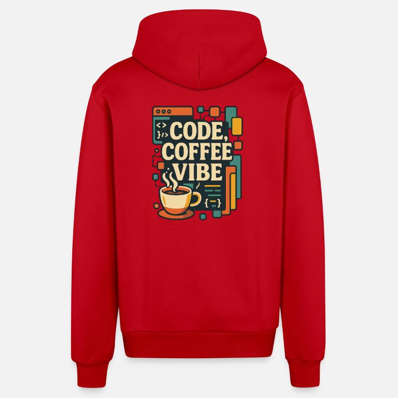 Code Coffee Vibe – Lustiges Programmer T-Shirt - Organic Relaxed Kapuzenjacke Made in EU - Rot