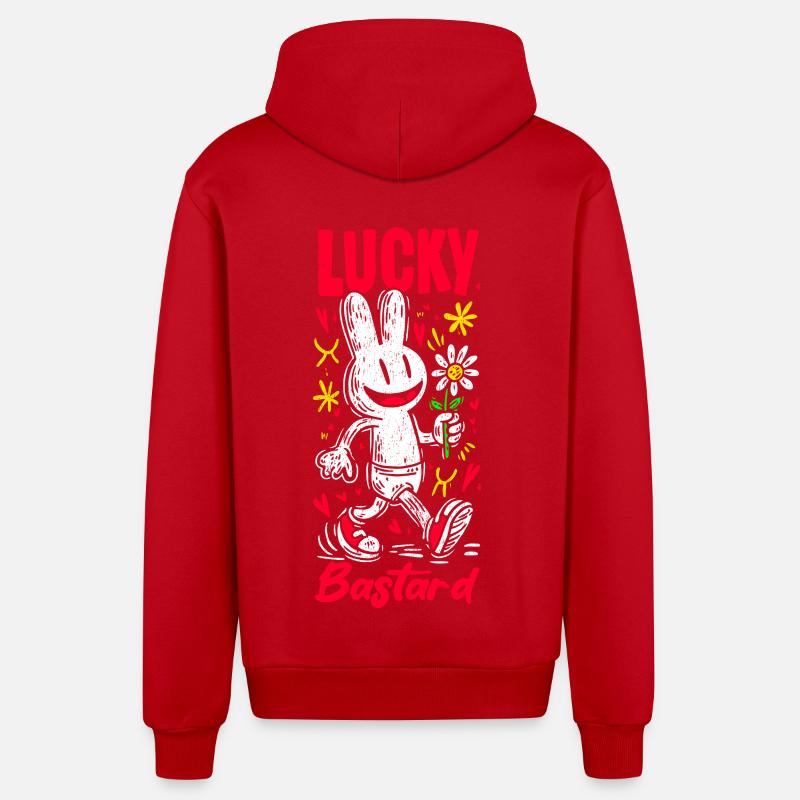 Pop Art de lapin avec fleur - Veste à capuche bio décontractée fabriquée en UE - rouge