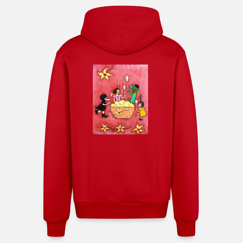 Pudding à la vanille - Veste à capuche bio décontractée fabriquée en UE - rouge