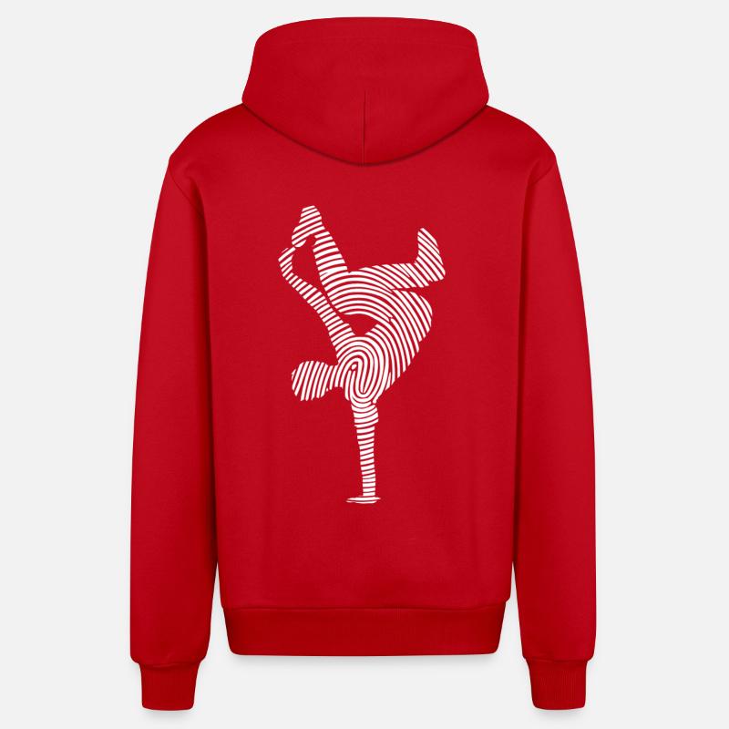 Breakdance Dance Breakdancing Fingerprint - Organic Relaxed Hooded Jacket Made in EU - red