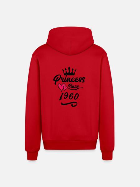 1960's Princess Birthday - Organic Relaxed Hooded Jacket Made in EU - red
