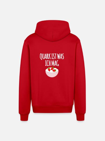 Quark mit Erdbeeren - Organic Relaxed Kapuzenjacke Made in EU - Rot