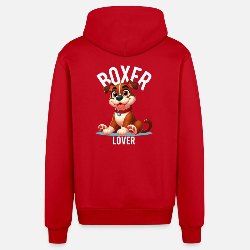boxer lover - Veste à capuche bio décontractée fabriquée en UE - rouge