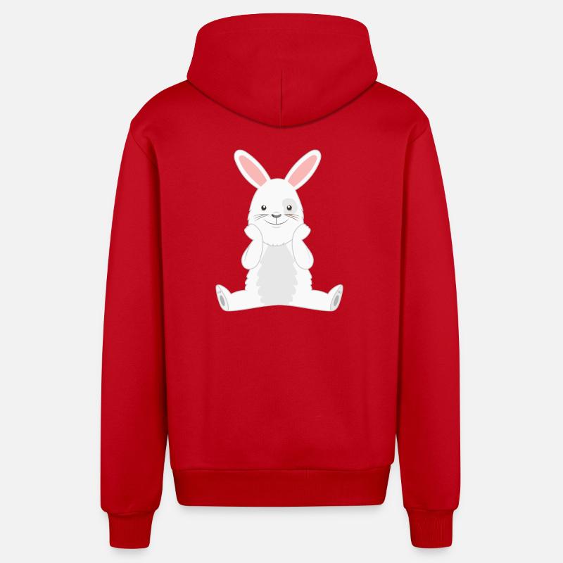 Lapin lapin - Veste à capuche bio décontractée fabriquée en UE - rouge