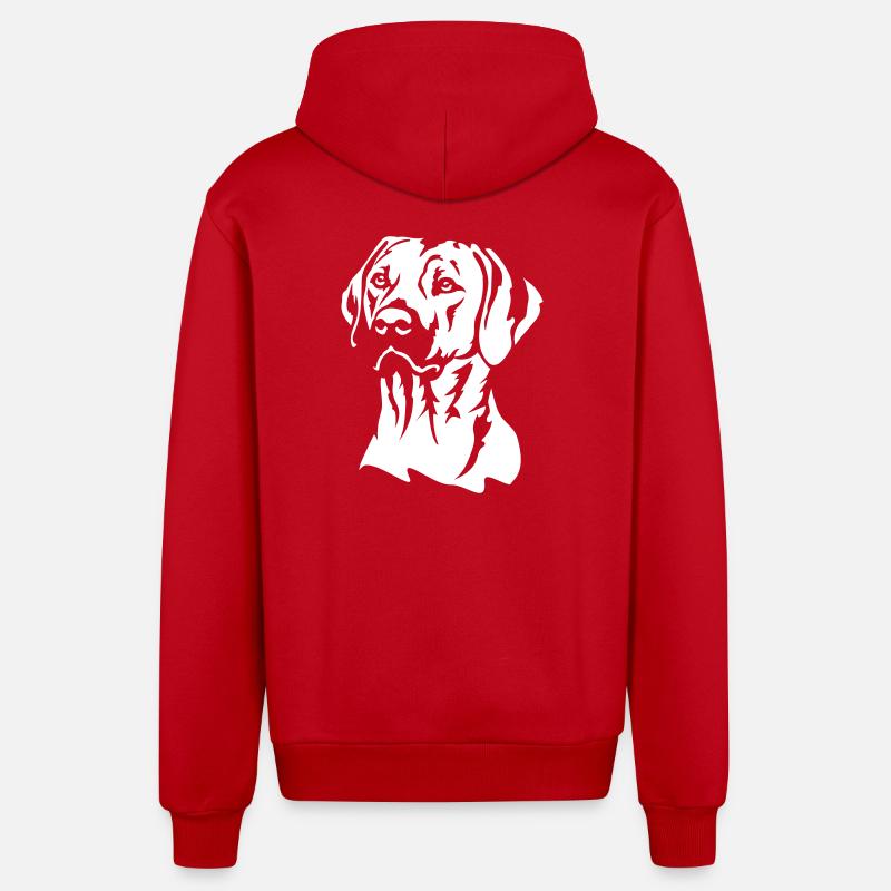 Rhodesian Ridgeback Head « Black Edition » - Veste à capuche bio décontractée fabriquée en UE - rouge