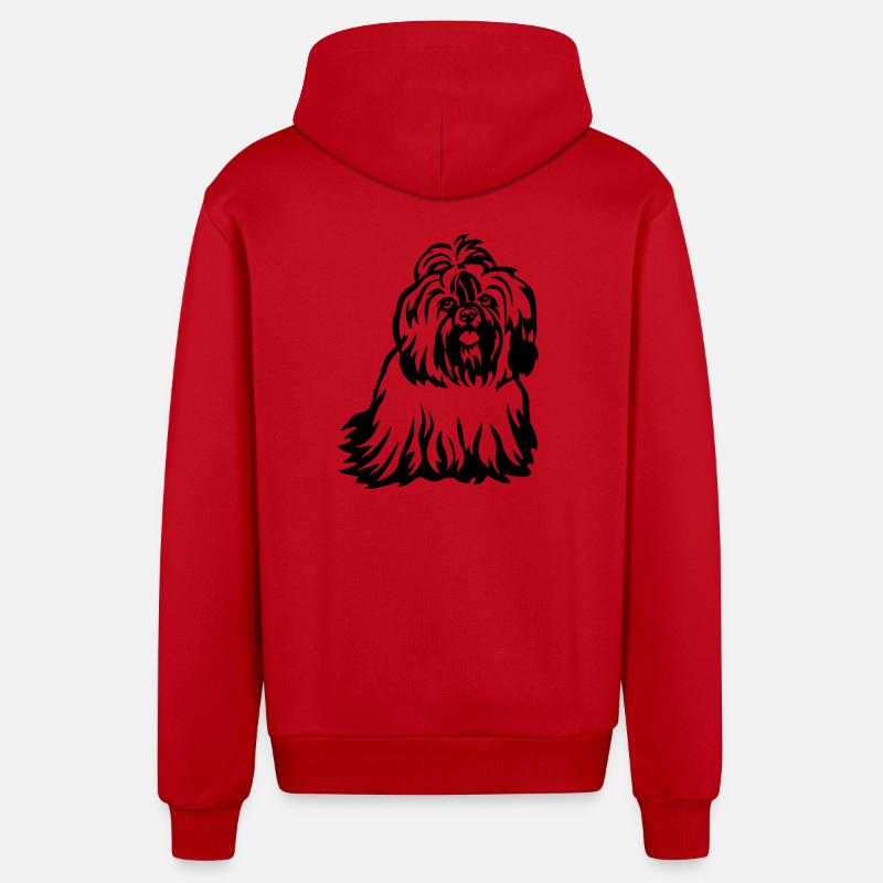 Shih-Tzu - Veste à capuche bio décontractée fabriquée en UE - rouge