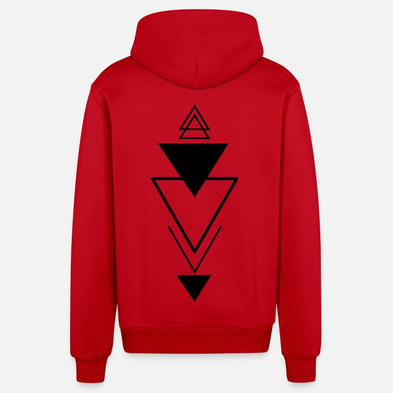 Triangular symbol (black) - Organic Relaxed Hooded Jacket Made in EU - red