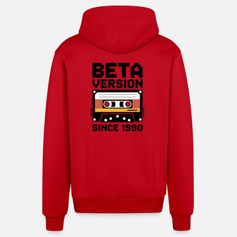 Conception d’impression de cassette rétro - Veste à capuche bio décontractée fabriquée en UE - rouge