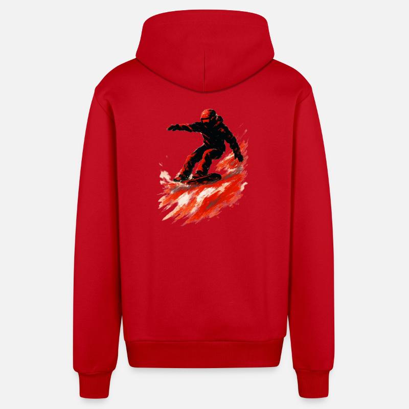 Snowboard | Snow | Snowboarder | Ski - Veste à capuche bio décontractée fabriquée en UE - rouge
