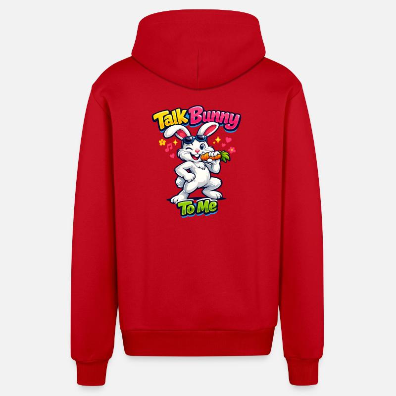 Bunny Bunny Spring Summer Easter Garden - Organic Relaxed Hooded Jacket Made in EU - red