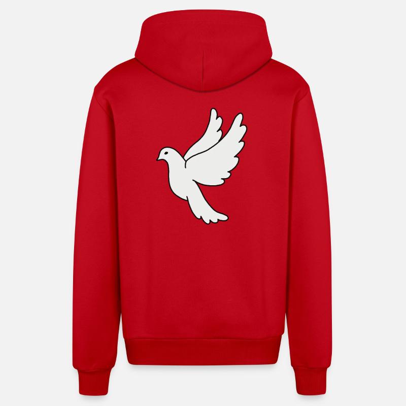 Silhouette de la colombe blanche - Veste à capuche bio décontractée fabriquée en UE - rouge