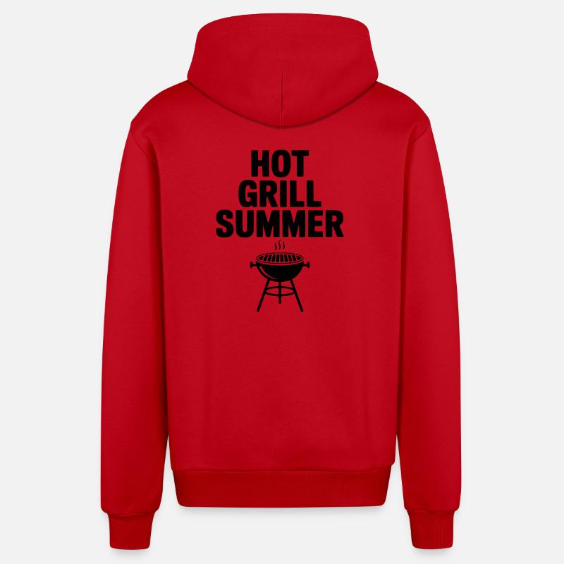 Grill chaud Été - Veste à capuche bio décontractée fabriquée en UE - rouge