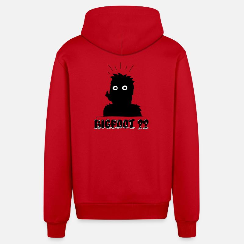 Sasquatch?? Illustration minimale de Sasquatch - Veste à capuche bio décontractée fabriquée en UE - rouge