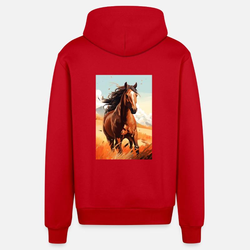 Cheval - Veste à capuche bio décontractée fabriquée en UE - rouge