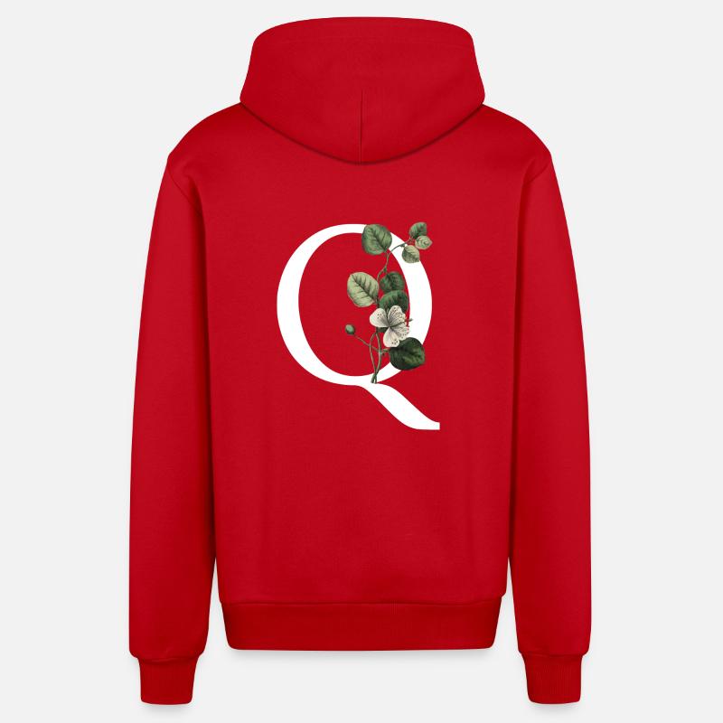 lettre q botanique vert - Veste à capuche bio décontractée fabriquée en UE - rouge