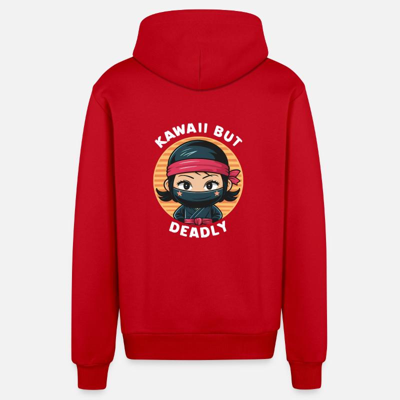 Kawaii mais mortel - Veste à capuche bio décontractée fabriquée en UE - rouge
