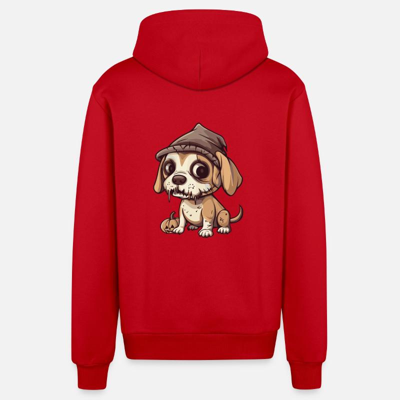 Beagle Chien Halloween Drôle Zombie - Veste à capuche bio décontractée fabriquée en UE - rouge