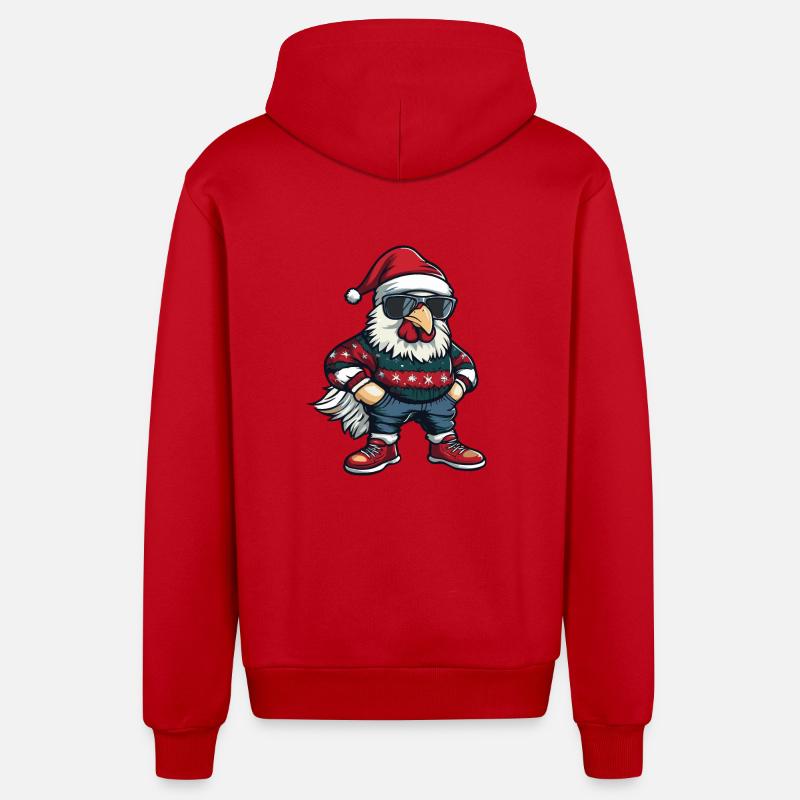 Coq Noël Noël - Veste à capuche bio décontractée fabriquée en UE - rouge