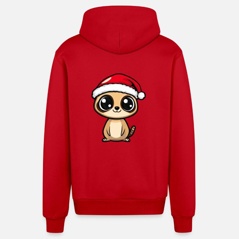 Suricate Noël Mignon - Veste à capuche bio décontractée fabriquée en UE - rouge